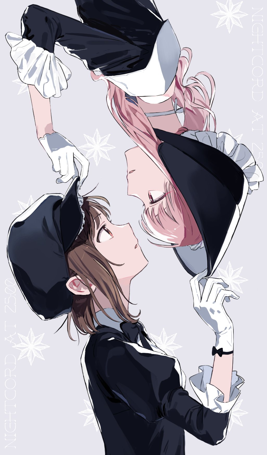 1girl, 1other, akiyama_mizuki, black_bow, black_bowtie, bow, bowtie, brown_eyes