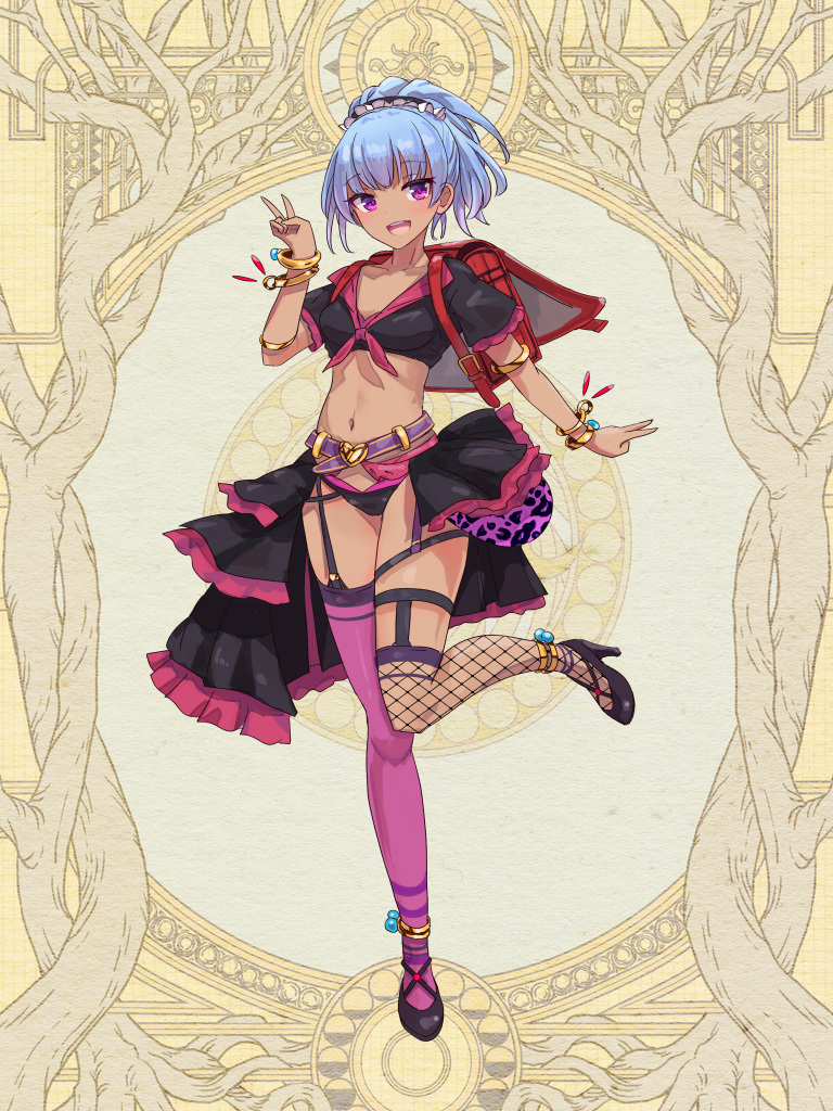 1girl, :d, animal_print, asakawa_sarara, asymmetrical_legwear, belt, black_footwear, black_panties