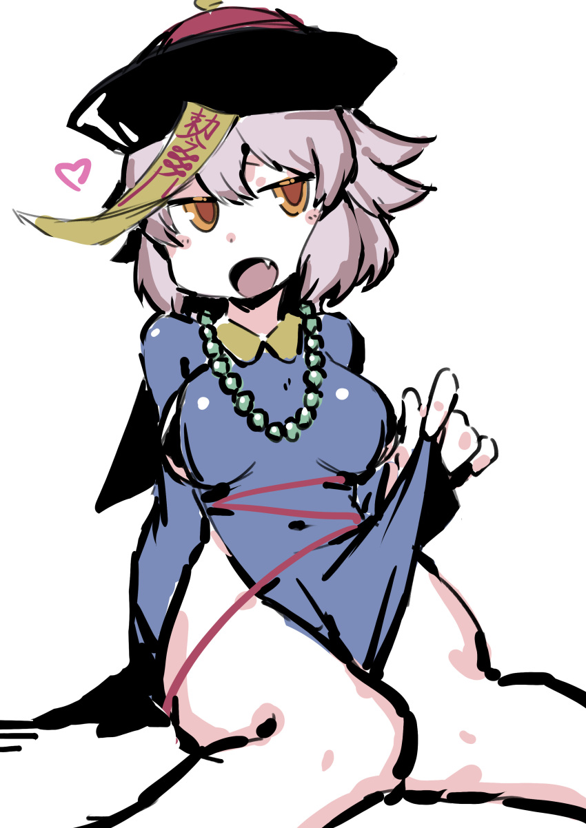 1girl, absurdres, alasharx, bead_necklace, beads, blue_dress, breasts, chinese_commentary