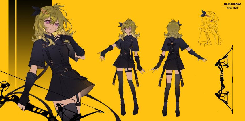 1girl, absurdres, asymmetrical_legwear, black_gloves, bow, collei_(genshin_impact), elbow_gloves, fingerless_gloves