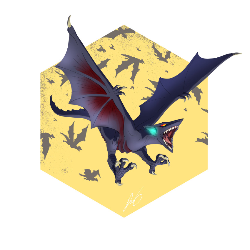 bioluminescence, claws, colored_sclera, daiei_film, daiei_motion_picture, emaciated, flying, fusion