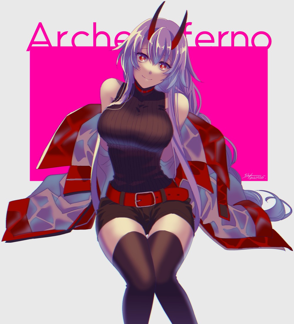 1girl, alternate_breast_size, belt, black_shorts, black_thighhighs, breasts, commentary_request, fate/grand_order