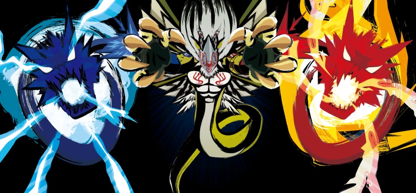 1other, absurdres, amon_(digimon), digimon, digimon_(creature), dragon, goddramon, highres, mask, other_focus, solo, umon_(digimon)