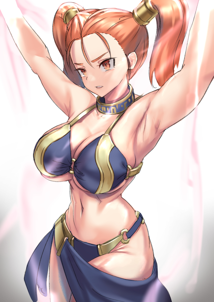 1girl, breasts, dragon_quest, dragon_quest_viii, highres, jessica_albert, large_breasts, magic_bikini_(dq), orange_hair, solo, twintails