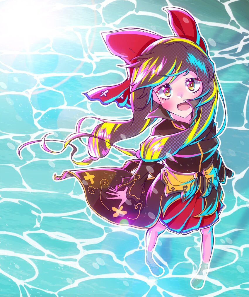 1girl, arms_at_sides, bare_legs, black_dress, black_footwear, black_hair, chiganemaru_(tenka_hyakken), commentary