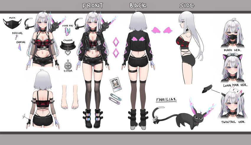 1girl, ahoge, animal, animal_ears, artist_request, asymmetrical_gloves, black_boots, black_choker