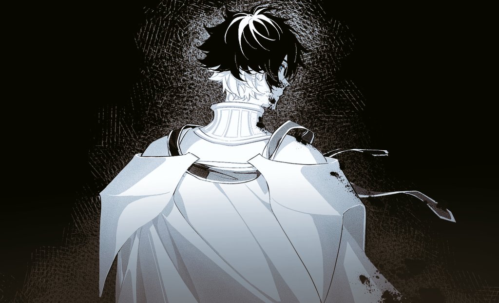 1boy, armor, black_background, black_hair, blood, blood_on_armor, blood_on_face, cape