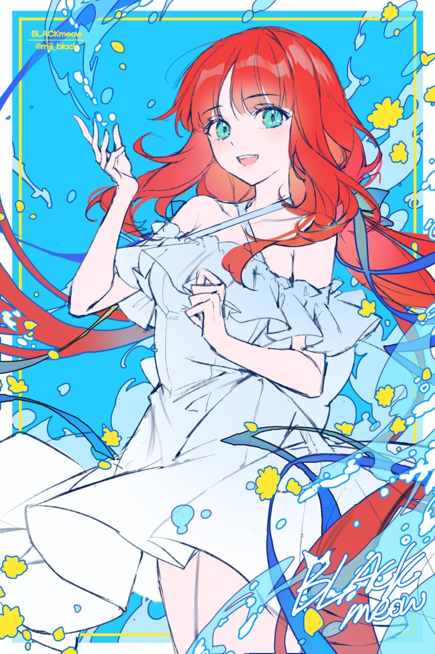 1girl, aqua_eyes, dress, genshin_impact, highres, miji_black, nilou_(genshin_impact), red_hair