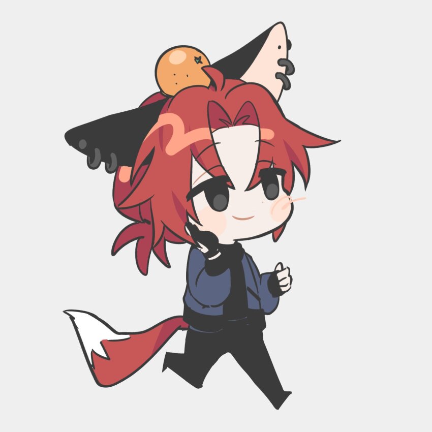 1boy, 8enthopelagic, animal_ears, black_eyes, blue_jacket, blush, chibi, closed_mouth