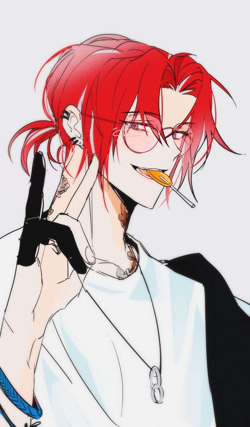 1boy, 8enthopelagic, \n/, absurdres, candy, commentary_request, ear_piercing, earrings