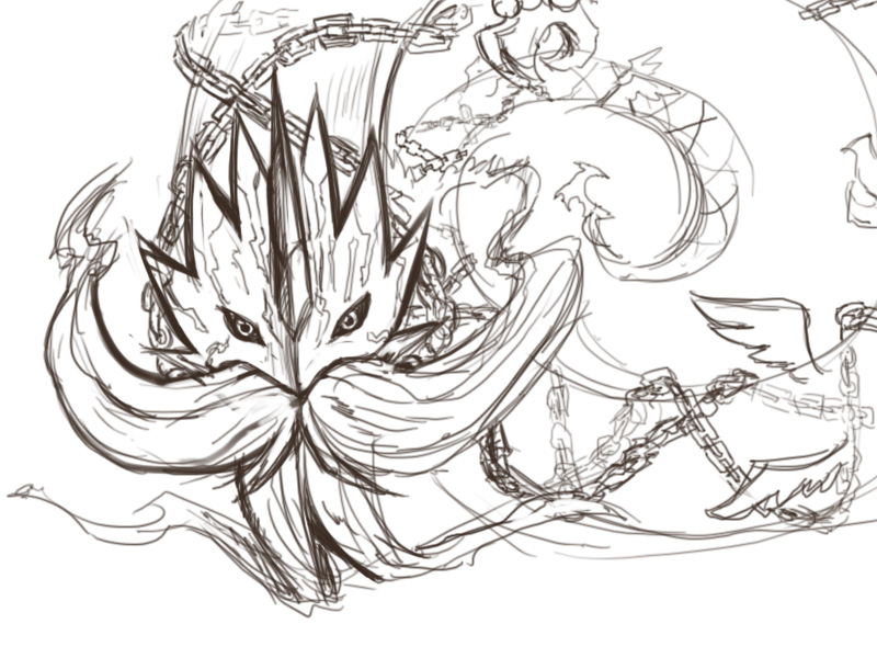 1other, beard, chain, digimon, digimon_(creature), dragon, facial_hair, four_great_dragons