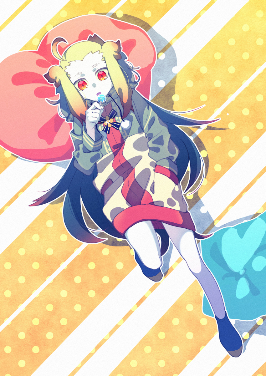 1girl, absurdres, ahoge, ankle_socks, bare_legs, candy, colored_skin, etrian_odyssey