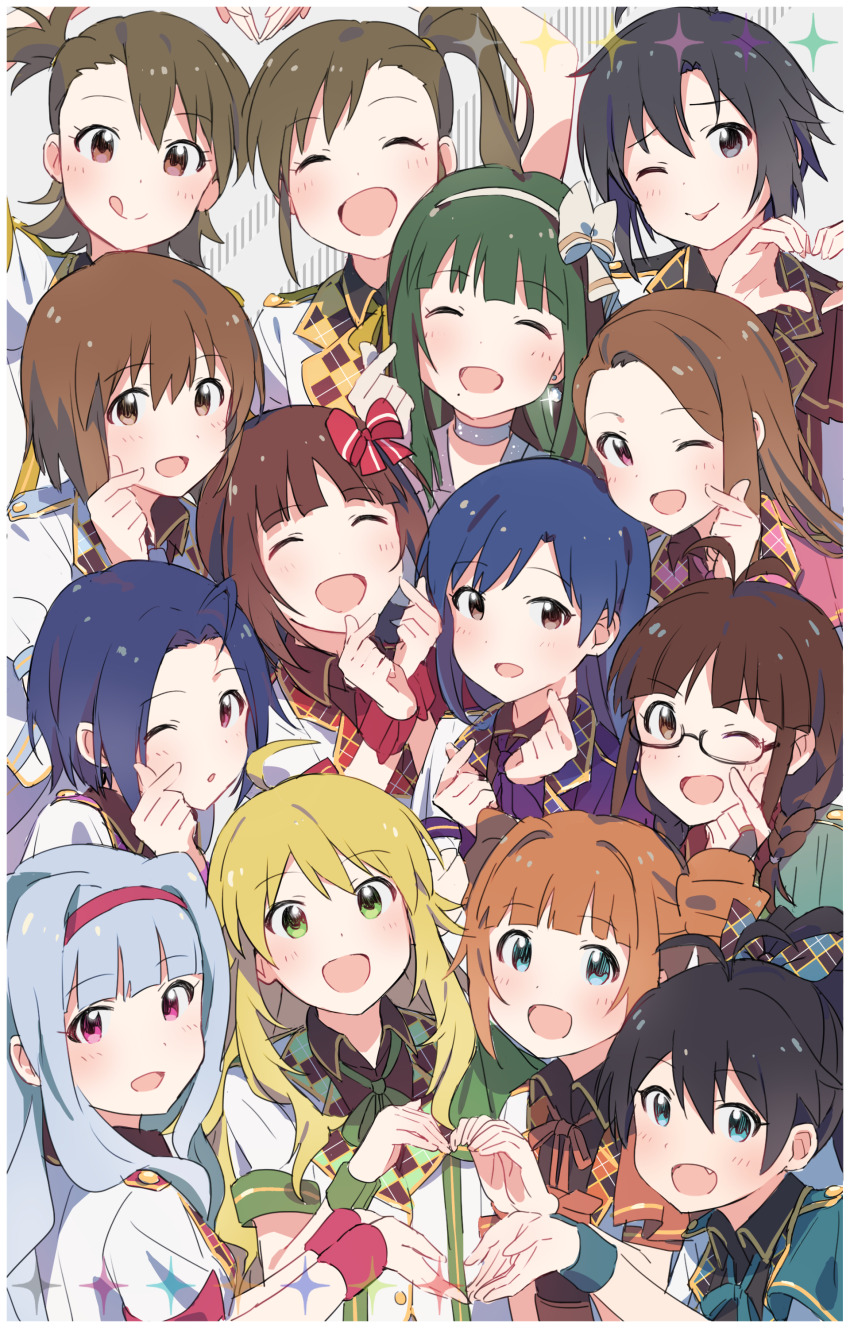 6+girls, ^_^, absurdres, akizuki_ritsuko, amami_haruka, blush, closed_eyes, everyone