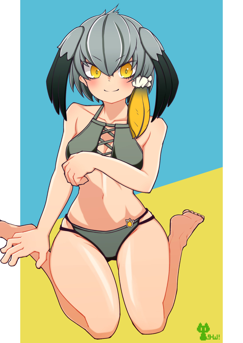 1girl, absurdres, bare_arms, bare_legs, bare_shoulders, barefoot, bikini, bird_wings