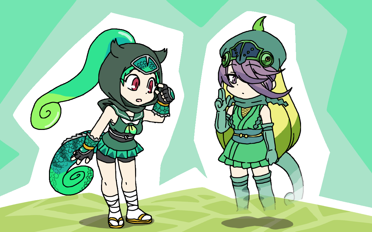 2girls, arm_at_side, arm_up, bare_shoulders, bike_shorts, bike_shorts_under_skirt, boots, breasts