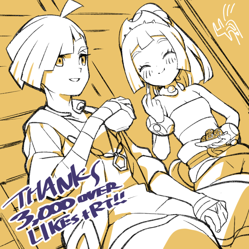 1boy, 1girl, adaman_(pokemon)_(cosplay), ahoge, blush, bowl, closed_eyes, closed_mouth