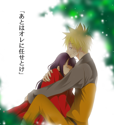 1boy, 1girl, bad_id, bad_pixiv_id, closed_eyes, couple, hetero, hug, hyuuga_hinata, long_hair, naruto_(classic), naruto_(series), peper0z, purple_hair, translated, uzumaki_naruto