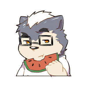 1boy, ajin_(hirainaoto1), animal_ears, bara, beenic, bite_mark, chibi, cropped_torso