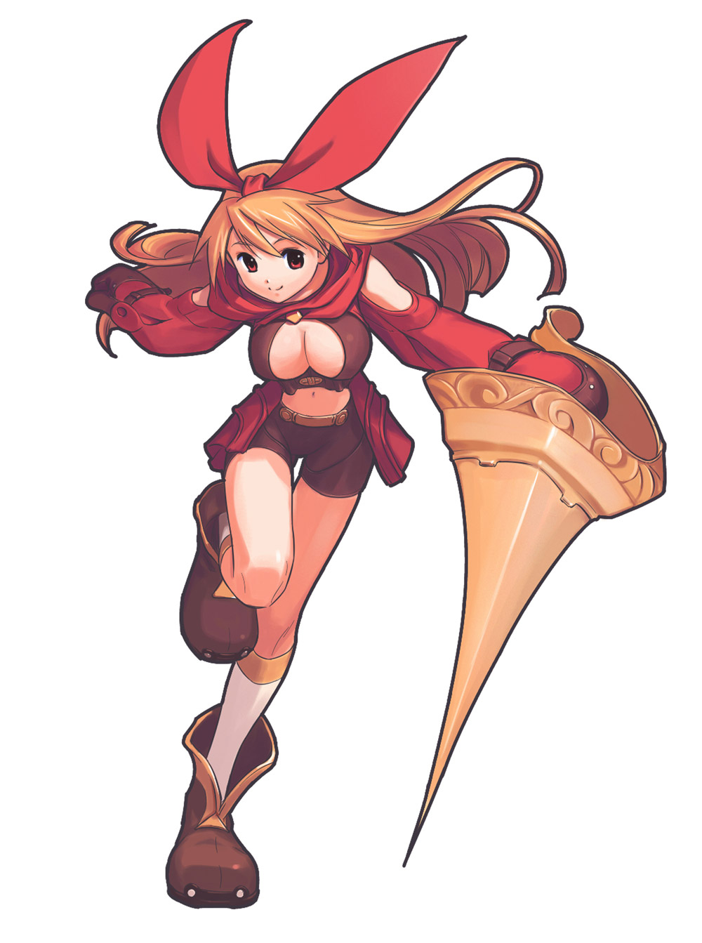 1girl, atelier_(series), atelier_iris, atelier_iris_grand_phantasm, bike_shorts, boots, bow, breasts