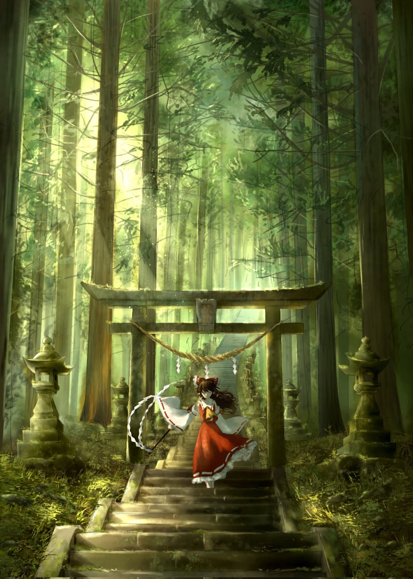 1girl, ascot, bare_shoulders, black_hair, bow, commentary_request, corrupted_twitter_file, detached_sleeves