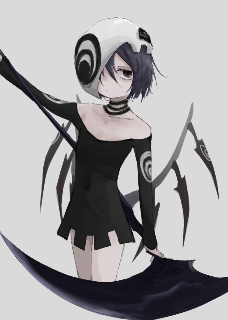 1girl, child, highres, holding, holding_scythe, holding_weapon, scythe, sekai_oni