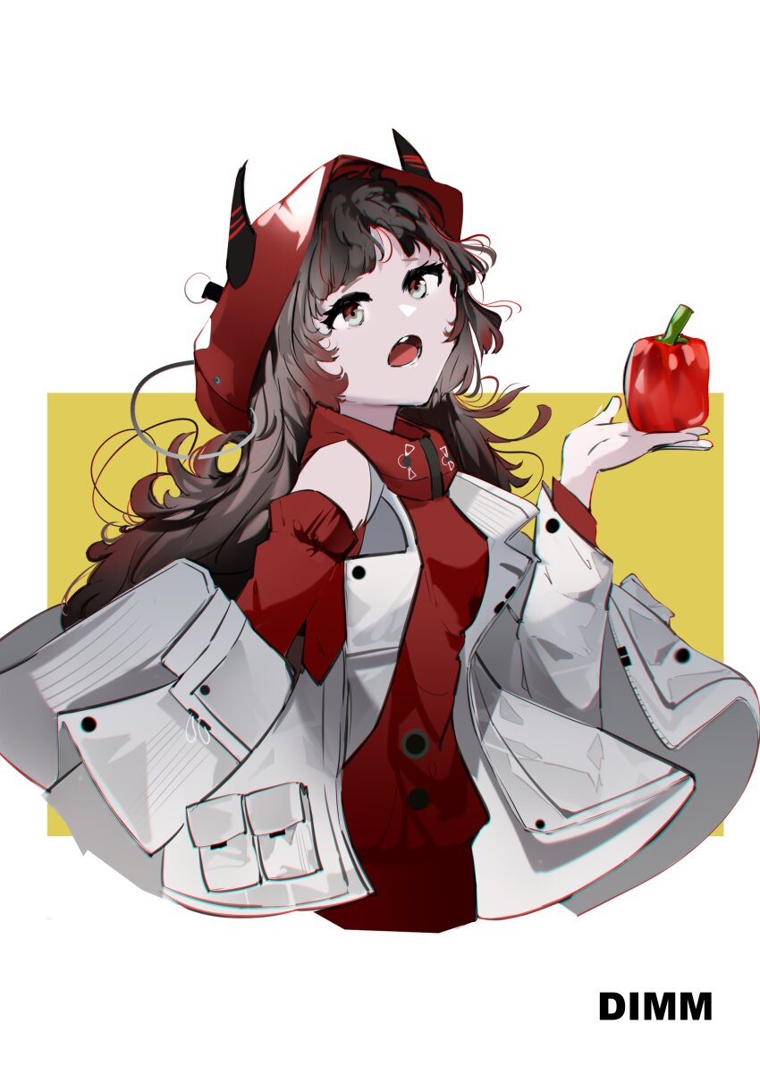 absurdres, arknights, brown_eyes, brown_hair, coat, dm5fr, highres, hood