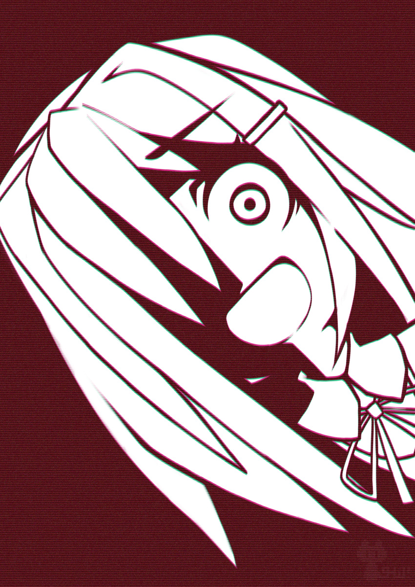 1girl, :d, absurdres, chromatic_aberration, commentary, doki_doki_literature_club, english_commentary, hair_ornament