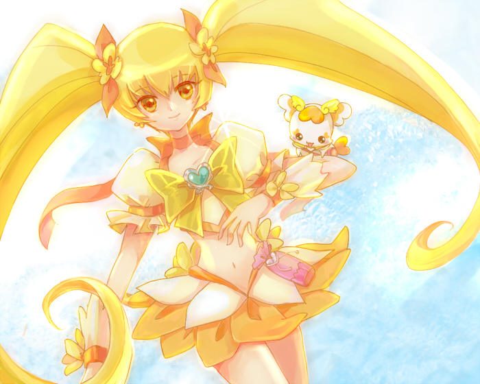 10s, 1girl, 30, aqua_background, bad_id, bad_pixiv_id, blonde_hair, bow