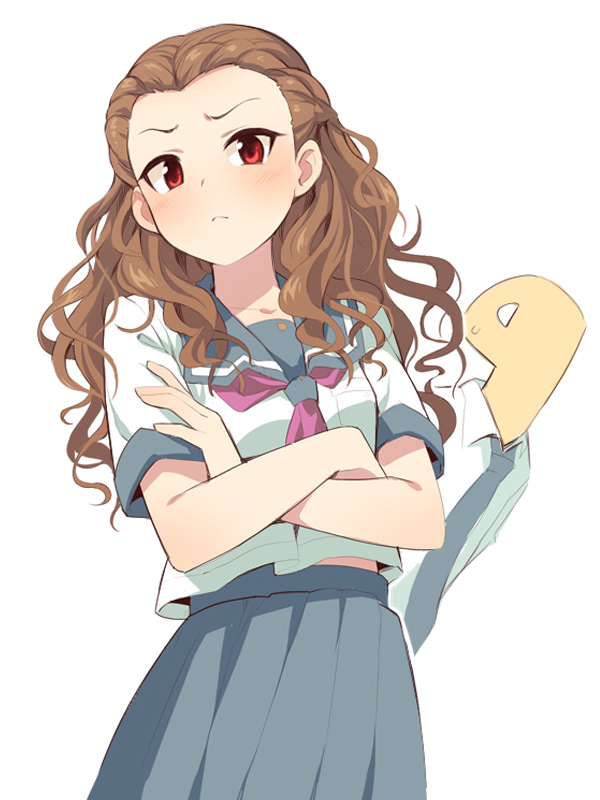 1boy, 1girl, black_necktie, blush, brown_hair, can't_be_this_cute, closed_mouth, collared_shirt