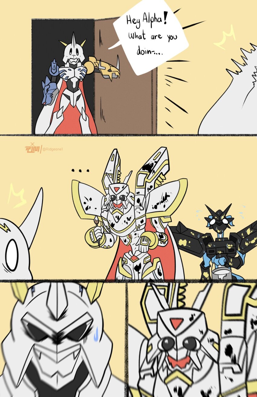 3others, alphamon, alphamon_(battle_park), caught, digimon, digimon_(creature), fusion, highres