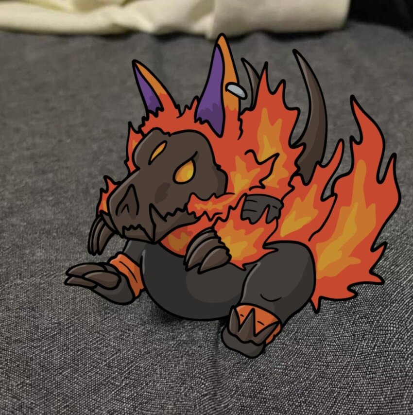 1other, digimon, digimon_(creature), earrings, fire, helloogarmon, highres, jewelry