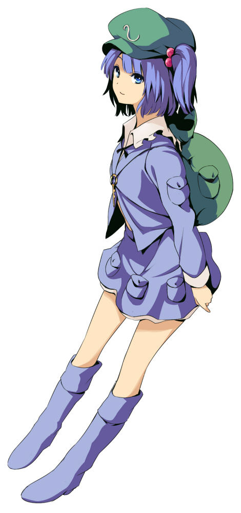 1girl, backpack, bad_id, bad_pixiv_id, bag, blue_eyes, blue_hair, boots