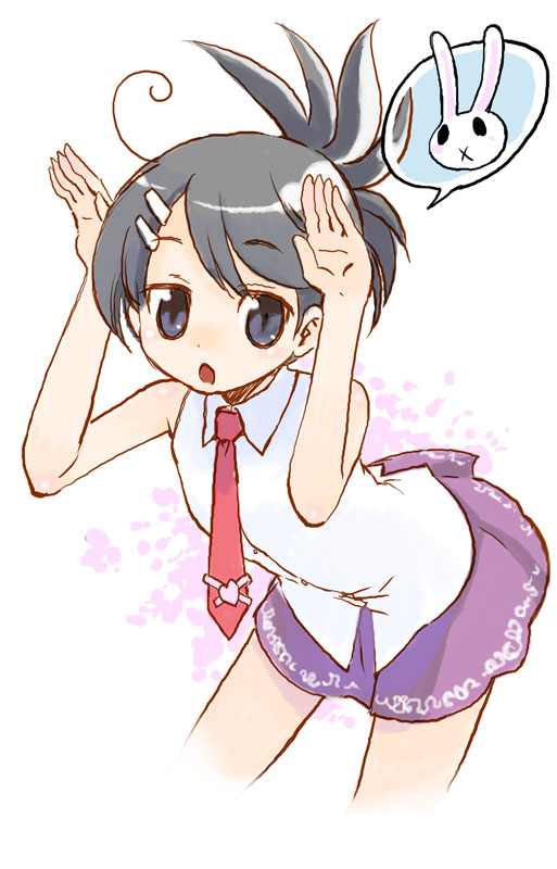 akitsu, black_hair, blush, rabbit, school_uniform