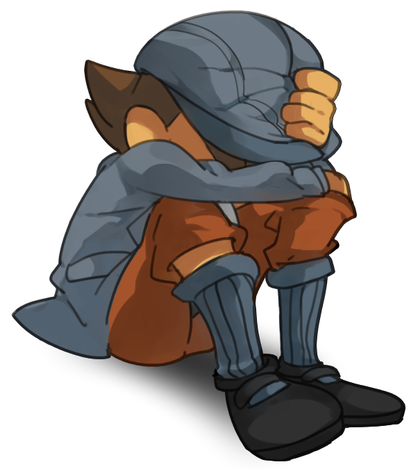 1boy, black_shoes, blue_hat, blue_jacket, blue_socks, brad_(16325), brown_hair, brown_pants