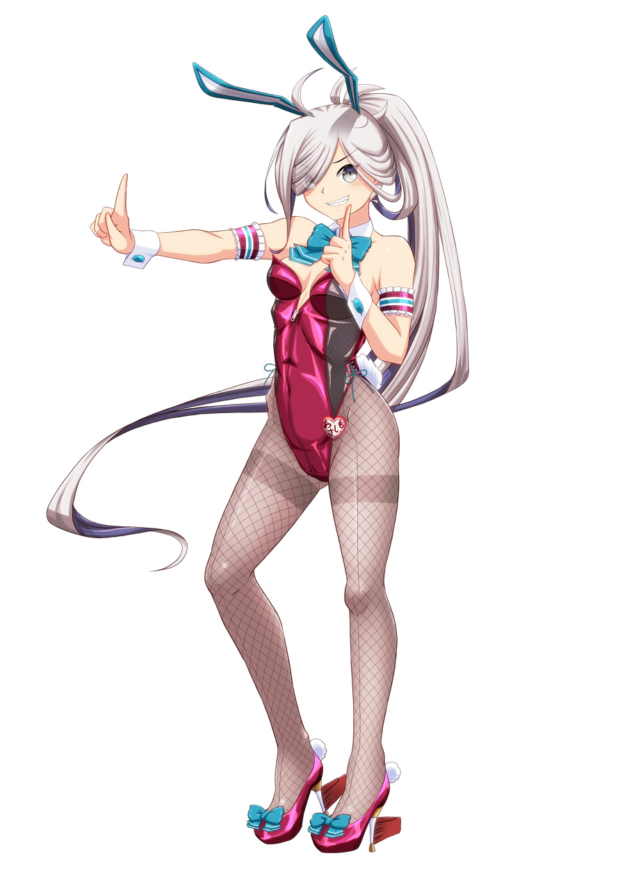 1girl, adapted_costume, ahoge, alternate_costume, animal_ears, aqua_bow, aqua_bowtie, armband