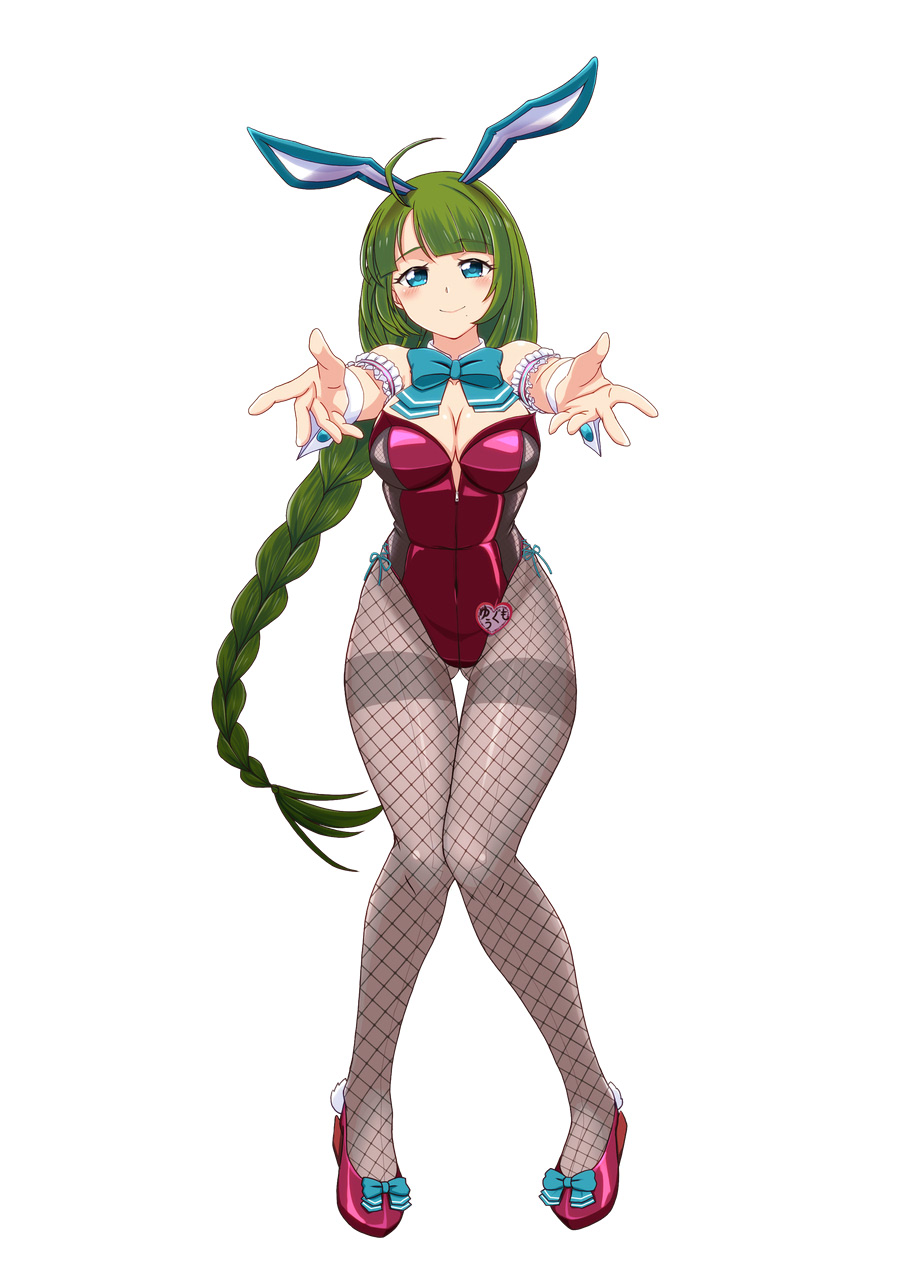 1girl, alternate_costume, animal_ears, black_pantyhose, bow, bowtie, breasts, detached_collar