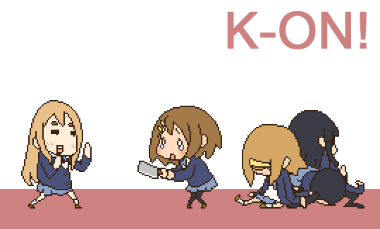 5girls, akiyama_mio, chibi, closed_eyes, fighting_stance, hirasawa_yui, ho-kago_tea_time, k-on!