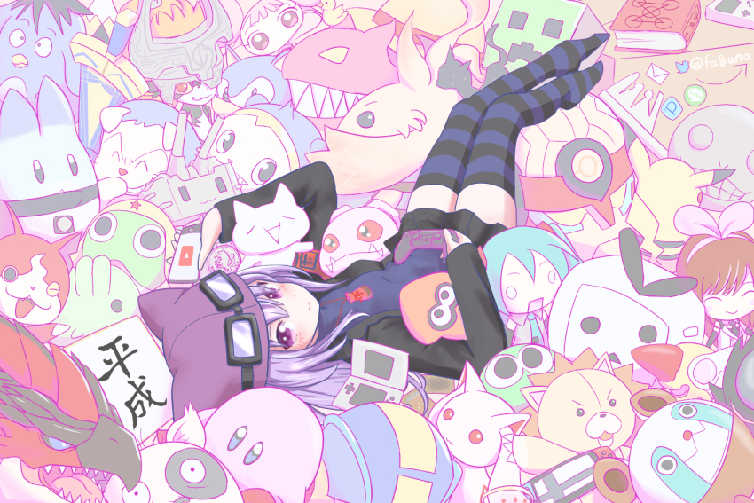 bleach, creeper_(minecraft), digimon, gen_1_pokemon, goggles, goggles_on_head, hat, hatsune_miku, keroro, keroro_gunsou, keyblade_(kingdom_hearts), kirby, kirby_(series), kizuna_ai, kon_(bleach), koromon, kyubey, lagann, long_hair, mahou_shoujo_madoka_magica, mahou_shoujo_madoka_magica_(anime), mega_man_battle_network, midna, nintendo, pikachu, pokemon, purple_eyes, purple_hair, puu_(yu_yu_hakusho), sayo_(digimon), splatoon_(series), tengen_toppa_gurren_lagann, the_legend_of_zelda, the_legend_of_zelda:_twilight_princess, youkai_watch, yuu_yuu_hakusho, zatch_bell