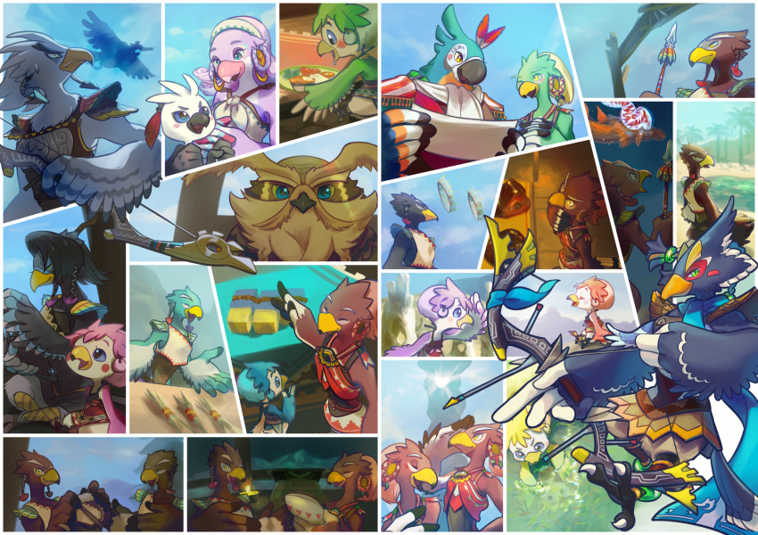 6+boys, 6+girls, ^_^, amali_(zelda), animal_feet, anklet, armor, arrow_(projectile)