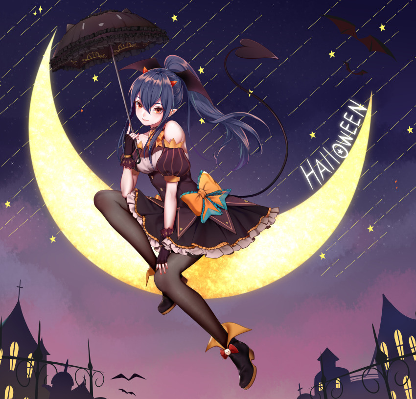 1girl, absurdres, ankle_boots, bare_shoulders, bat_(animal), bcy, black_boots, black_bow