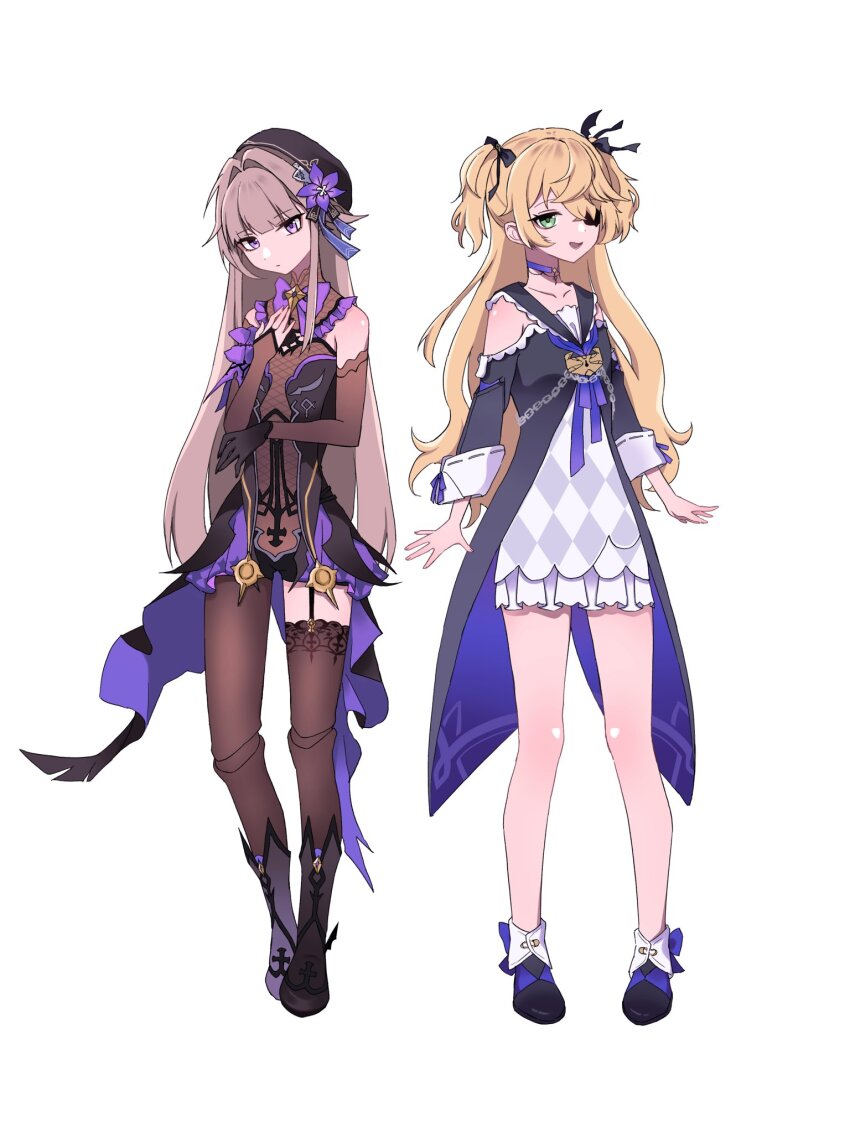 1girl, bare_shoulders, bat_ornament, beret, black_footwear, black_headwear, blonde_hair, bodystocking