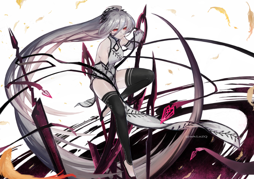 1girl, absurdres, ahoge, black_footwear, china_dress, chinese_clothes, closed_mouth, detached_sleeves