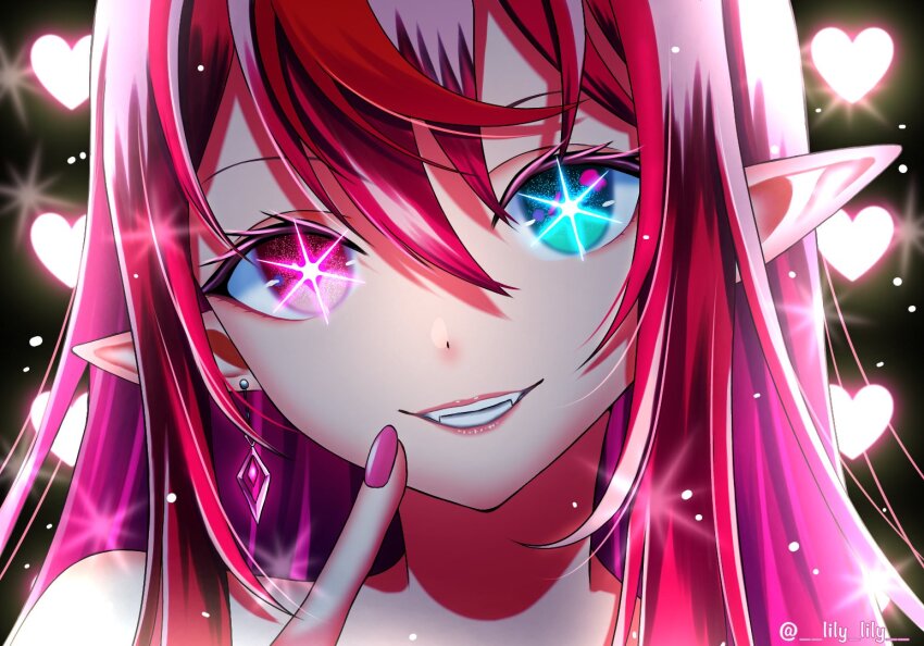 1girl, blue_eyes, finger_to_mouth, head_tilt, heart, hololive, hololive_english, holopromise