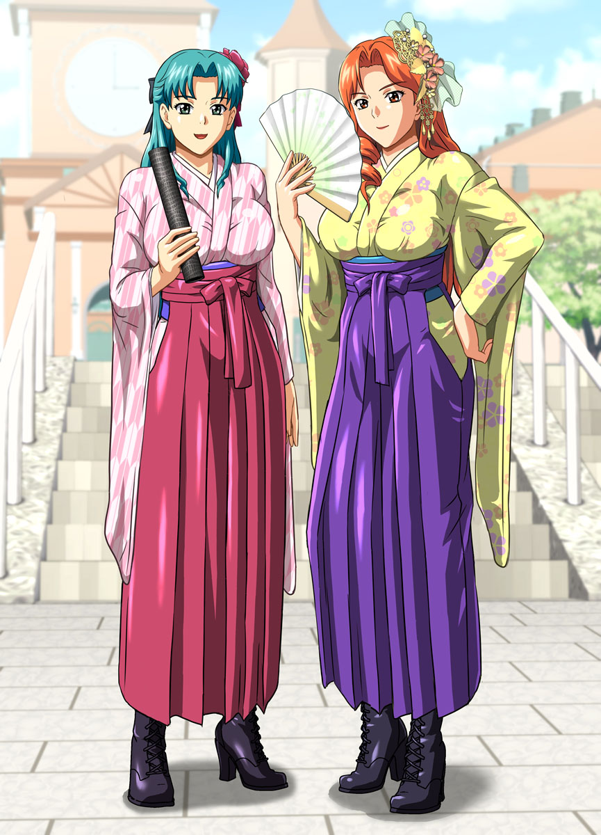 2girls, highres, houjou_arisa, itou_saki, long_hair, metagraft, multiple_girls, zenkoku_seifuku_bishoujo_grand_prix