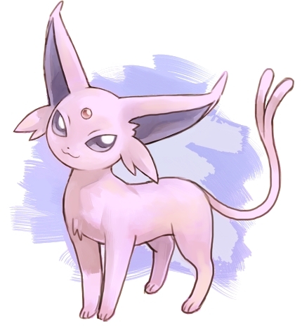 :3, bad_id, bad_pixiv_id, espeon, forehead_jewel, gen_2_pokemon, horey, lowres, nintendo, no_humans, pink_fur, pokemon, pokemon_(creature), purple_eyes, purple_hair, simple_background, smile, solo, tail