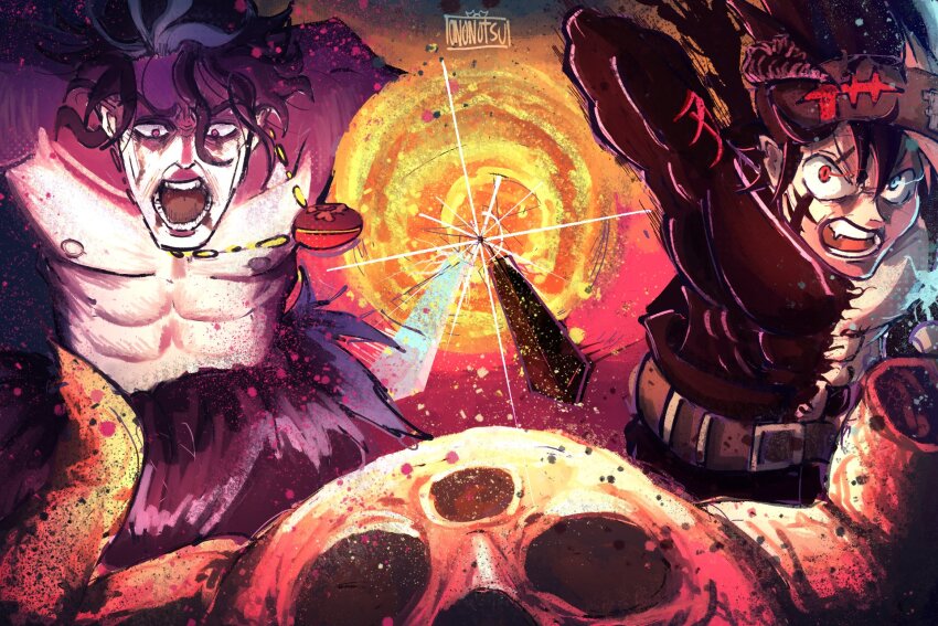 anti-mage, asta_(black_clover), black_clover, demon_arm, demon_boy, fighting, highres, horns