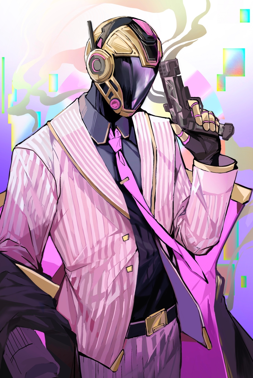 1boy, absurdres, animification, apex_legends, belt, black_belt, black_jacket, black_shirt