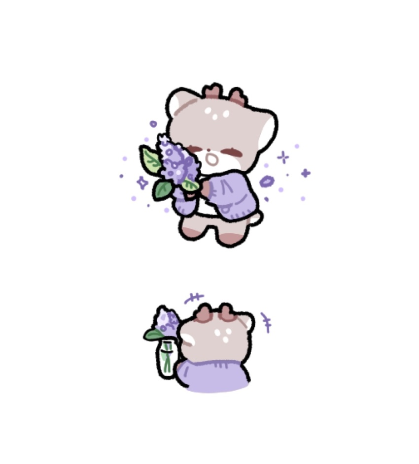 1boy, :o, animal_ears, animal_nose, antlers, bbing_zzi, cardigan, chibi