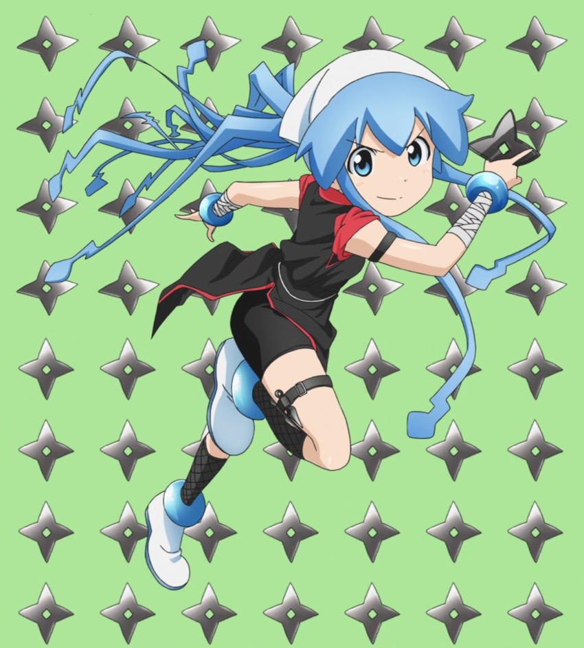 1girl, alternate_costume, armwrap, bandaged_arm, bandages, blue_eyes, blue_hair, closed_mouth