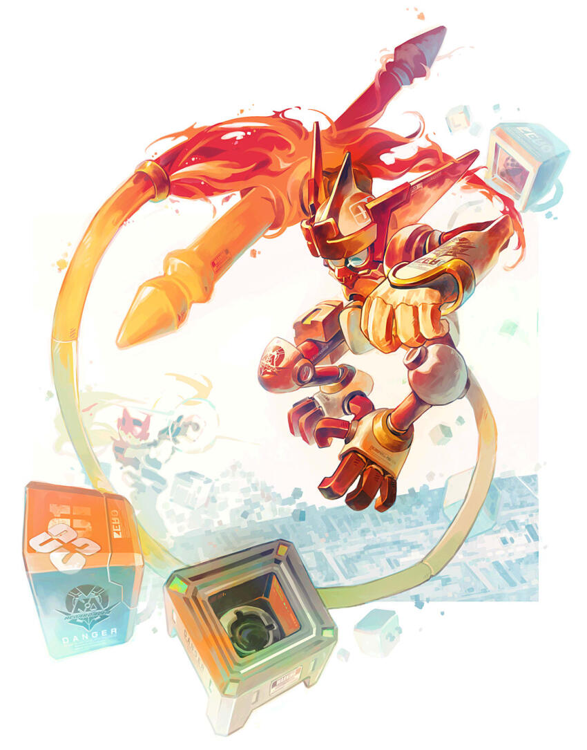 2boys, amehatobook, armor, blonde_hair, boots, codpiece, fighting, fire